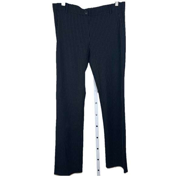 Betabrand Straight Leg Classic Dress Yoga Pants L Large Black Pinstripe Career - Picture 2 of 5